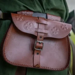 Leonardo Carbone Bruinleren Tasje Zonnewiel -Mode Winkel bruinleren tasje zonnewiel 4