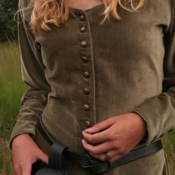 Fluwelen Cotehardie Christina, Groen -Mode Winkel fluwelen cotehardie christina groen 2