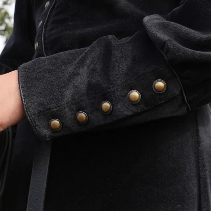 Fluwelen Cotehardie Christina, Zwart 6 Fluwelen Cotehardie Christina, Zwart - Afbeelding 4