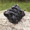 Epic Armoury Gevlochten Leren Armband, Zwart -Mode Winkel gevlochten leren armband zwart