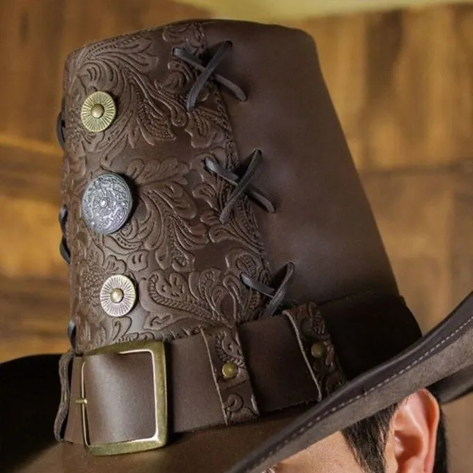 Rawblade Johann Witch Hunter Hoed, Deluxe, Bruin 4 Rawblade Johann Witch Hunter Hoed, Deluxe, Bruin - Afbeelding 2