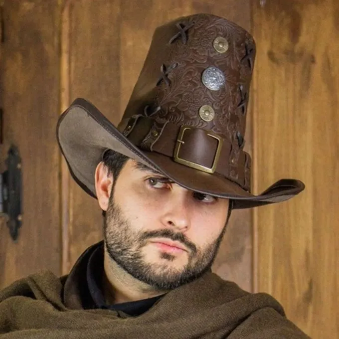 Rawblade Johann Witch Hunter Hoed, Deluxe, Bruin 8 Rawblade Johann Witch Hunter Hoed, Deluxe, Bruin - Afbeelding 6