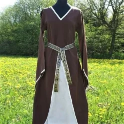 Jurk Clara (bruin-wit) -Mode Winkel jurk clara bruin wit 2