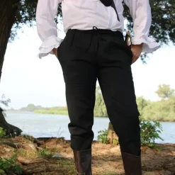 Leonardo Carbone Katoenen Broek Alin, Zwart -Mode Winkel katoenen broek alin zwart 2