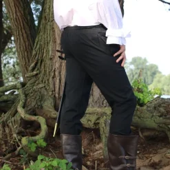 Leonardo Carbone Katoenen Broek Alin, Zwart -Mode Winkel katoenen broek alin zwart 4