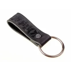 Keltische Leren Houder Met Ring, Zwart