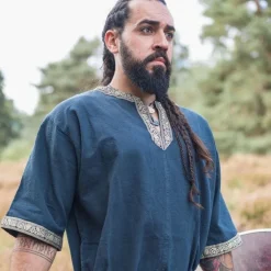 Leonardo Carbone Keltische Tuniek, Korte Mouwen, Blauw -Mode Winkel keltische tuniek korte mouwen blauw 3