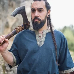 Leonardo Carbone Keltische Tuniek, Korte Mouwen, Blauw -Mode Winkel keltische tuniek korte mouwen blauw 4