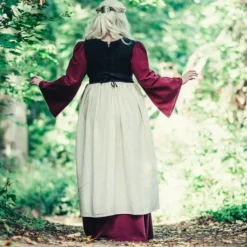 Leonardo Carbone Laatmiddeleeuwse Jurk Aurora, Rood-naturel -Mode Winkel laatmiddeleeuwse jurk aurora rood naturel 3