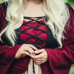 Leonardo Carbone Laatmiddeleeuwse Jurk Aurora, Rood-naturel -Mode Winkel laatmiddeleeuwse jurk aurora rood naturel 5