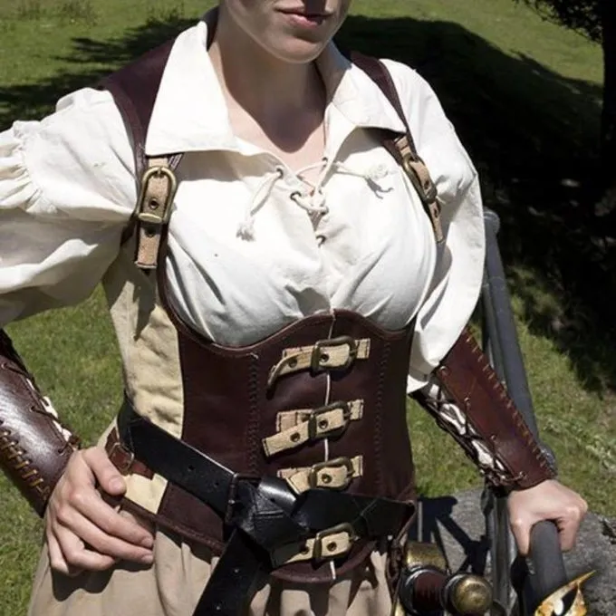 Epic Armoury Leren Korset Rogue, Bruin-beige 5 Epic Armoury Leren Korset Rogue, Bruin-beige - Afbeelding 3