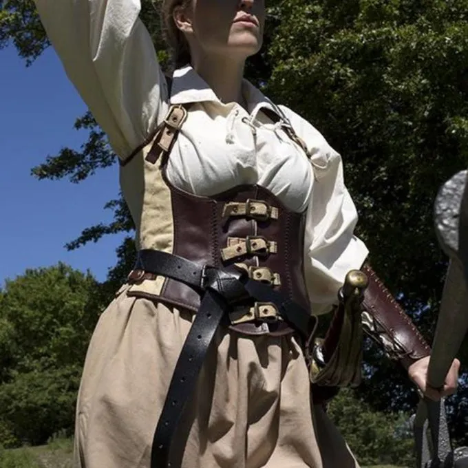 Epic Armoury Leren Korset Rogue, Bruin-beige 3 Epic Armoury Leren Korset Rogue, Bruin-beige