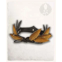 Mytholon Leren Lauwerkrans, Bruin-goud -Mode Winkel leren lauwerkrans bruin goud 4