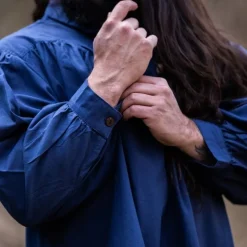 Leonardo Carbone Middeleeuws Hemd, Blauw -Mode Winkel middeleeuws hemd blauw 4