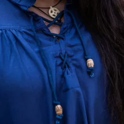 Leonardo Carbone Middeleeuws Hemd, Blauw -Mode Winkel middeleeuws hemd blauw 5