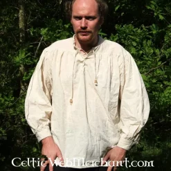 Leonardo Carbone Middeleeuws Hemd, Crème -Mode Winkel middeleeuws hemd creme 2