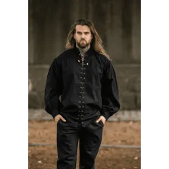 Leonardo Carbone Middeleeuws Hemd Dagwin, Zwart -Mode Winkel middeleeuws hemd dagwin zwart 1