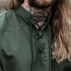 Leonardo Carbone Middeleeuws Hemd Met Korte Mouwen, Groen -Mode Winkel middeleeuws hemd met korte mouwen groen 5