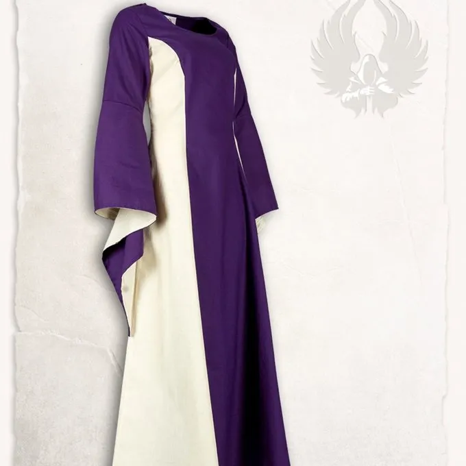 Mytholon Middeleeuwse Jurk Stella, Lila-creme 4 Mytholon Middeleeuwse Jurk Stella, Lila-creme - Afbeelding 2