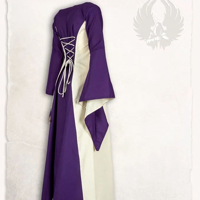 Mytholon Middeleeuwse Jurk Stella, Lila-creme 3 Mytholon Middeleeuwse Jurk Stella, Lila-creme