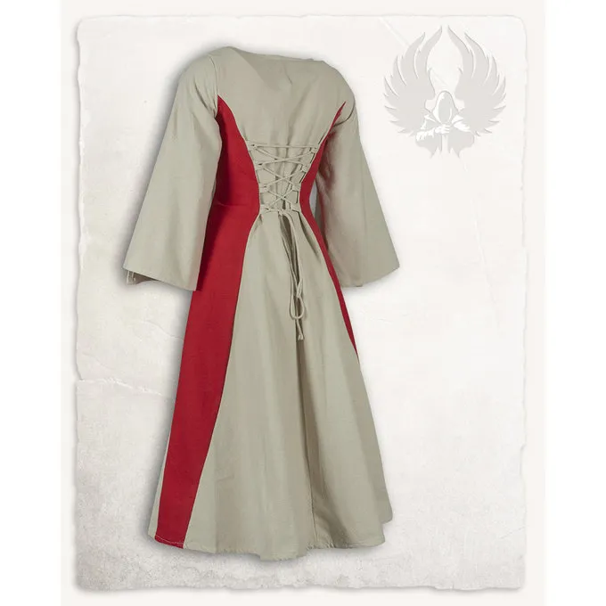 Mytholon Middeleeuwse Meisjesjurk Kirian, Creme/rood 4 Mytholon Middeleeuwse Meisjesjurk Kirian, Creme/rood - Afbeelding 2