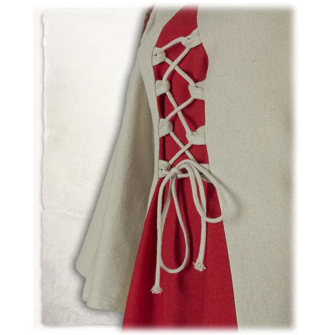 Mytholon Middeleeuwse Meisjesjurk Kirian, Creme/rood 6 Mytholon Middeleeuwse Meisjesjurk Kirian, Creme/rood - Afbeelding 4