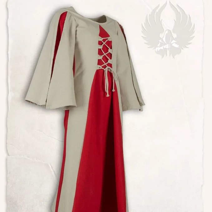 Mytholon Middeleeuwse Meisjesjurk Kirian, Creme/rood 7 Mytholon Middeleeuwse Meisjesjurk Kirian, Creme/rood - Afbeelding 5