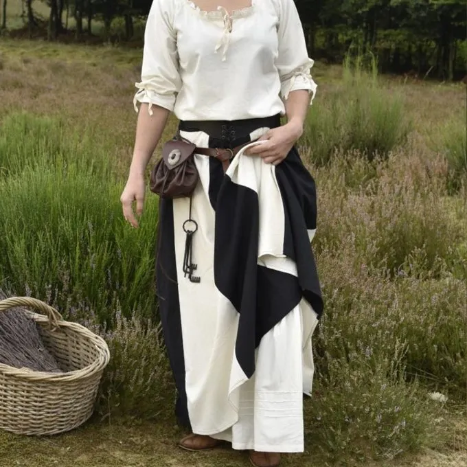 Middeleeuwse Rok Loreena, Zwart-naturel 6 Middeleeuwse Rok Loreena, Zwart-naturel - Afbeelding 4