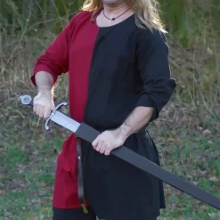 Middeleeuwse Tuniek Mi-parti Rood-zwart