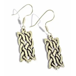 Oorbellen, Keltische Rechthoek Knoopmotief, Verzilverd