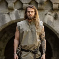 Leonardo Carbone Piraten Hemd Jean, Hennep Kleur -Mode Winkel piraten hemd jean hennep kleur 4