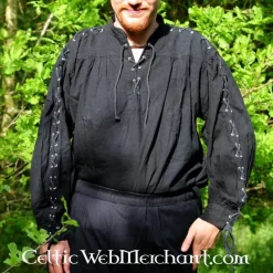 Leonardo Carbone Piratenhemd Met Veters, Wit -Mode Winkel piratenhemd met veters wit 3