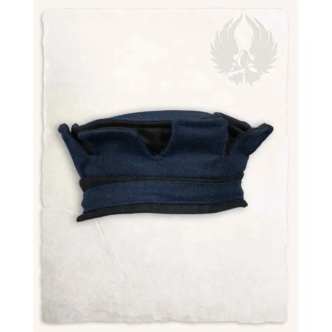 Mytholon Renaissance Herenhoed Lorenz, Zwart-blauw 3 Mytholon Renaissance Herenhoed Lorenz, Zwart-blauw