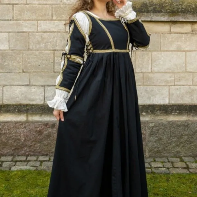 Epic Armoury Renaissance Jurk Lucrezia, Zwart 4 Epic Armoury Renaissance Jurk Lucrezia, Zwart - Afbeelding 2