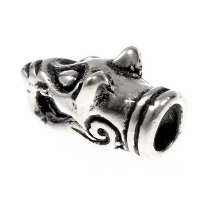 Viking Kettingeinde Wolvenkop, Verzilverd, Paar 3 Viking Kettingeinde Wolvenkop, Verzilverd, Paar