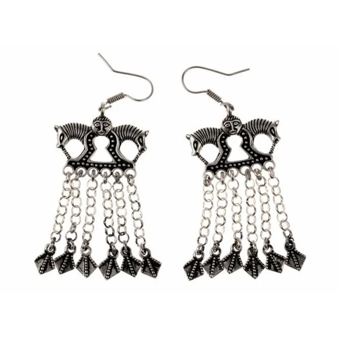 Viking Oorbellen Paarden, Verzilverd 3 Viking Oorbellen Paarden, Verzilverd