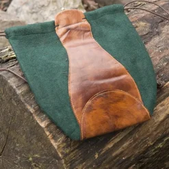 Epic Armoury Wol-leren Buidel, Groen-bruin -Mode Winkel wol leren buidel groen bruin 2