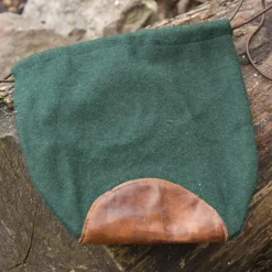 Epic Armoury Wol-leren Buidel, Groen-bruin -Mode Winkel wol leren buidel groen bruin 3