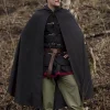 Epic Armoury Wollen Cape Met Kap, 100% Wol, Grijs -Mode Winkel wollen cape met kap 100 wol grijs