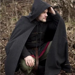 Epic Armoury Wollen Cape Met Kap, 100% Wol, Grijs -Mode Winkel wollen cape met kap 100 wol grijs 2